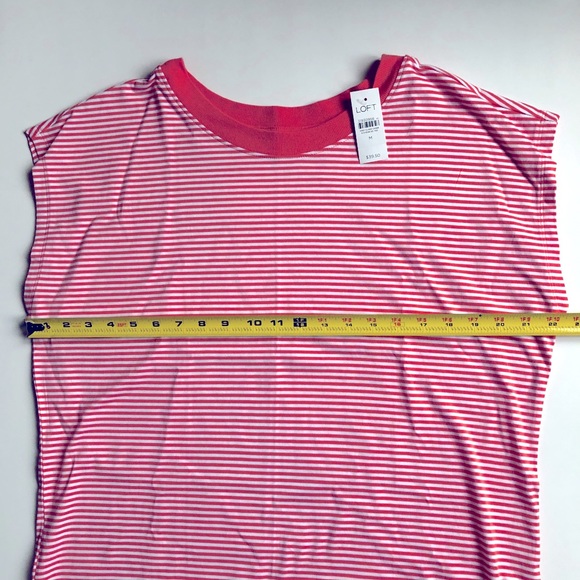 NEW LOFT Striped Wedge Tee Shirt Orange Large Short Sleeve Women’s - Picture 7 of 15